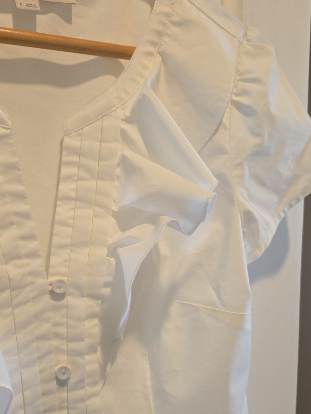 LOFT White Ruffle Front Button-Down Top - Picture 4 of 13